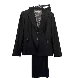 Tahari ASL Dark Gray 2 Piece Suit Pantsuit Women 6P